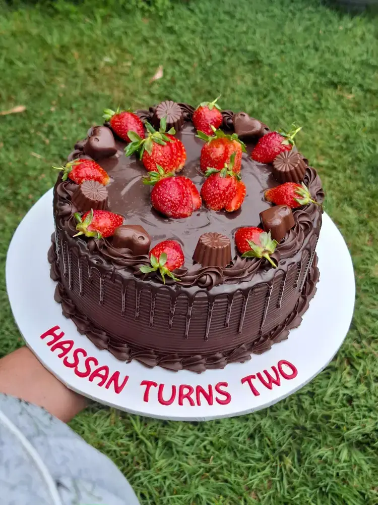 Strawberry Chocolate Celebration cake by Bilkis Cakes and Bakes