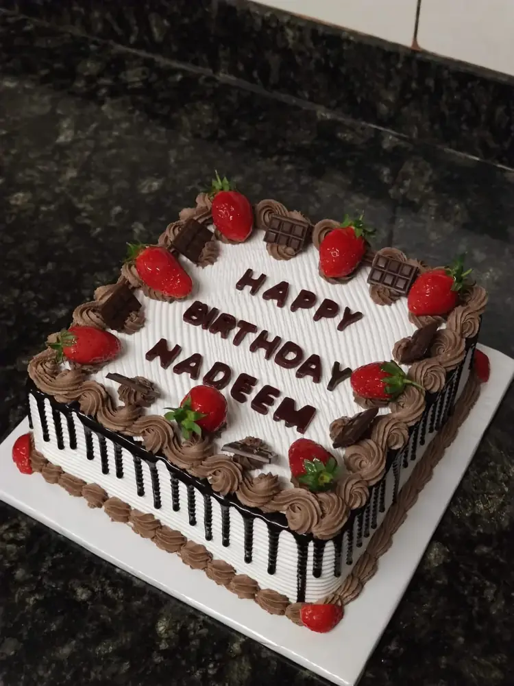 Strawberry Chocolate Square cake by Bilkis Cakes and Bakes